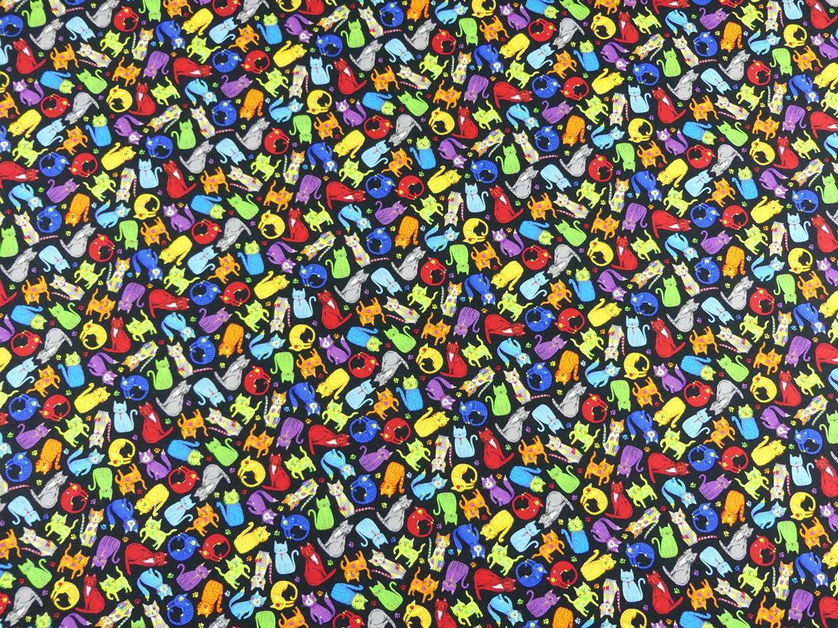 Patchworkstoff bunte Katzen